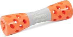 Totally Pooched Toss'n Stuff Hourglass, Squeaker & Treat Dispenser Dog Toy, 7-in, Orange