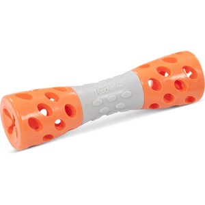 Totally Pooched Toss'n Stuff Hourglass, Squeaker & Treat Dispenser Dog Toy, 7-in, Orange