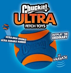 Chuckit! Ultra & Squeaker Medium Bouncy Fetch Floating Water Ball Dog Toy, Orange, Medium, 3 count slide 2 of 6