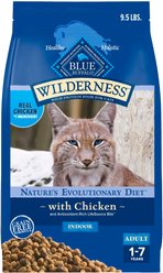 Blue Buffalo Wilderness Natures Evolutionary Diet Chicken High-Protein Grain-Free Adult Indoor Dry Cat Food, 9.5-lb bag