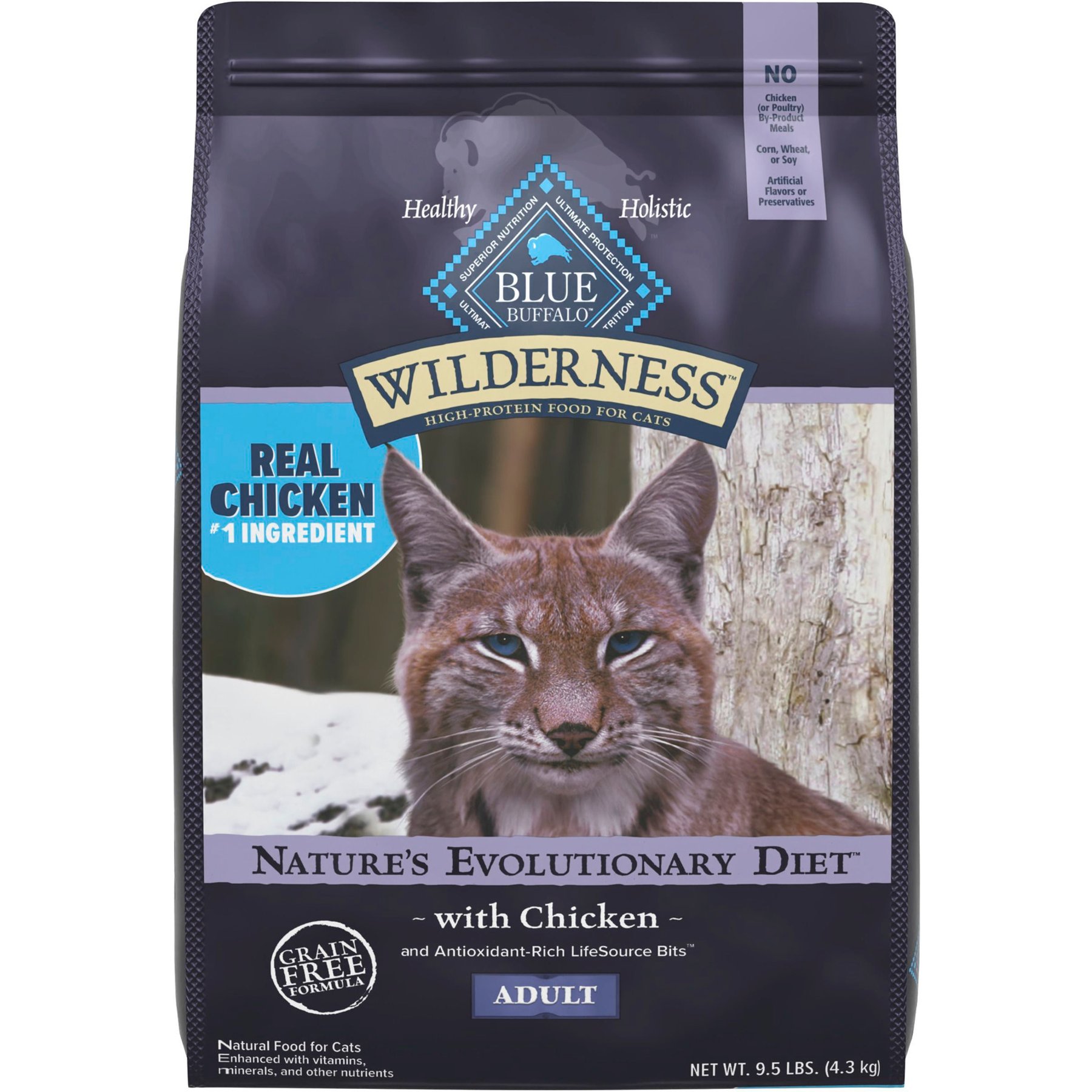 Blue Buffalo Wilderness Natures Evolutionary Diet Chicken High-Protein Grain-Free Adult Dry Cat Food, 9.5-lb bag