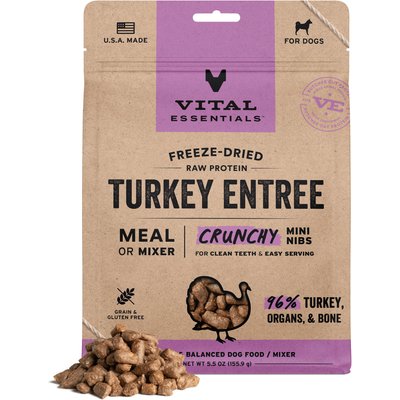 Vital Essentials Vital Essentials Crunchy Mini Nibs Raw Turkey Entree Freeze-Dried Dog Food & Topper, 5.5-oz bag