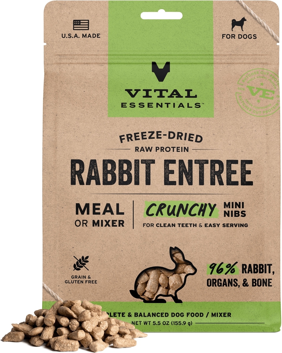 Vital Essentials Rabbit VITAL ESSENTIALS Crunchy Mini Nibs Raw Rabbit Entree Freeze-Dried Dog ...