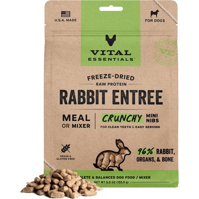 Vital Essentials Vital Essentials Crunchy Mini Nibs Raw Rabbit Entree Freeze-Dried Dog Food & Topper, 5.5-oz bag