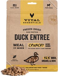 Vital Essentials Crunchy Mini Nibs Raw Duck Entree Freeze-Dried Dog Food & Topper, 5.5-oz bag