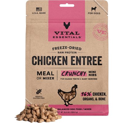 Vital Essentials Vital Essentials Crunchy Mini Nibs Raw Chicken Entree Freeze-Dried Dog Food & Topper, 5.5-oz bag