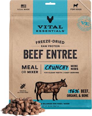 Vital Essentials Crunchy Mini Nibs Raw Beef Entree Freeze-Dried Dog Food & Topper, 25-oz bag
