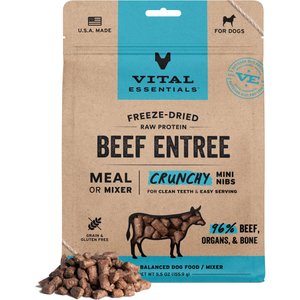 Vital Essentials Crunchy Mini Nibs Raw Beef Entree Freeze-Dried Dog Food & Topper, 5.5-oz bag