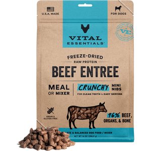 Vital Essentials Crunchy Mini Nibs Raw Beef Entree Freeze-Dried Dog Food & Topper, 14-oz bag