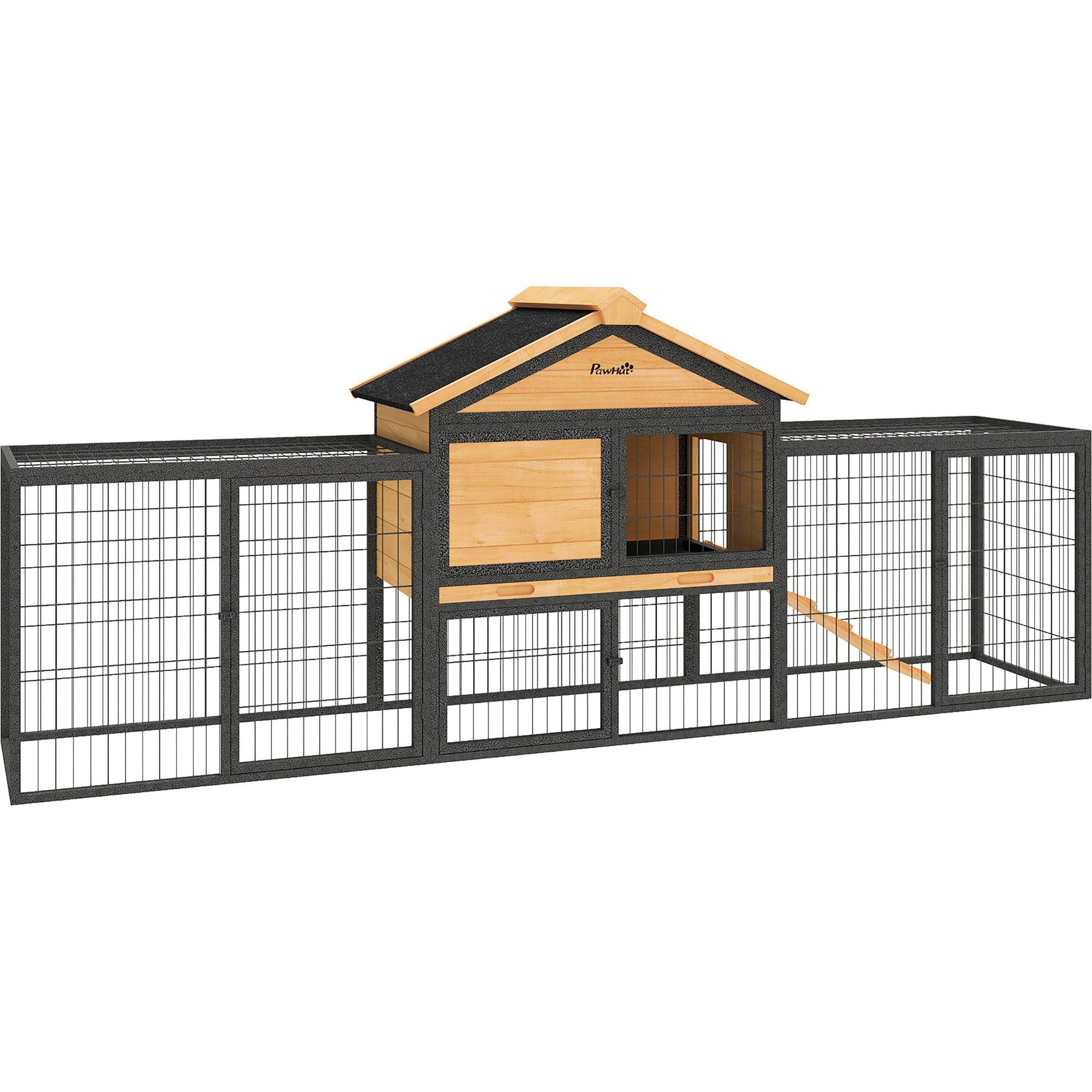 PawHut 85-in Outdoor Rabbit Hutch with Steel Run