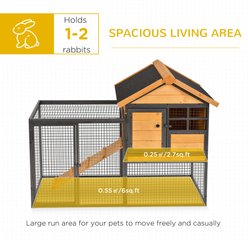 PawHut 2-Level Outdoor Rabbit Hutch with Weatherproof Hinged Asphalt Roof slide 2 of 9
