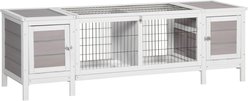 PawHut Indoor Rabbit Hutch with Pull-Out Tray, White