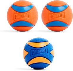 Chuckit! Ultra & Squeaker Medium Bouncy Fetch Floating Water Ball Dog Toy, Orange, Medium, 3 count