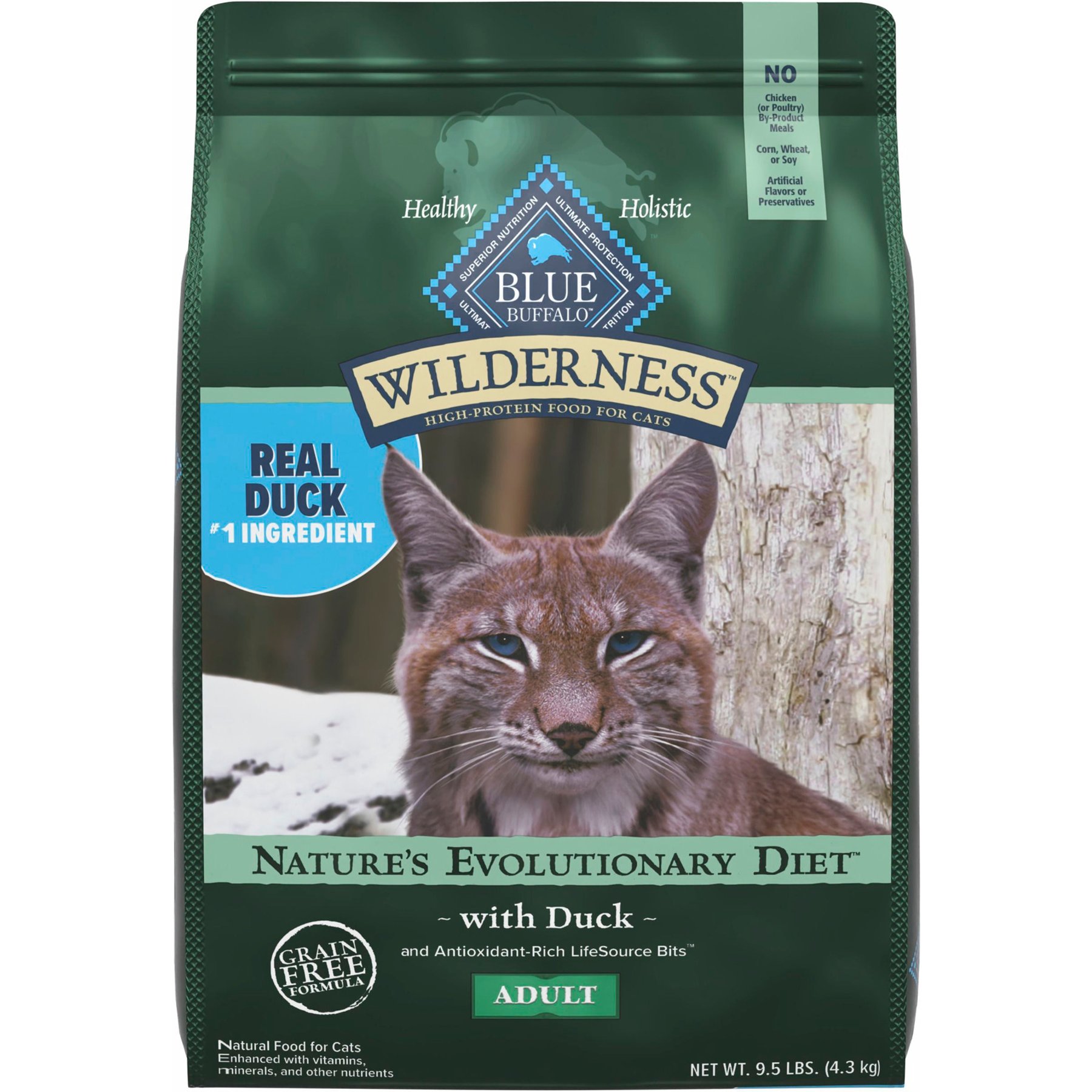 Blue Buffalo Wilderness Natures Evolutionary Diet Duck High-Protein Grain-Free Adult Dry Cat Food, 9.5-lb bag