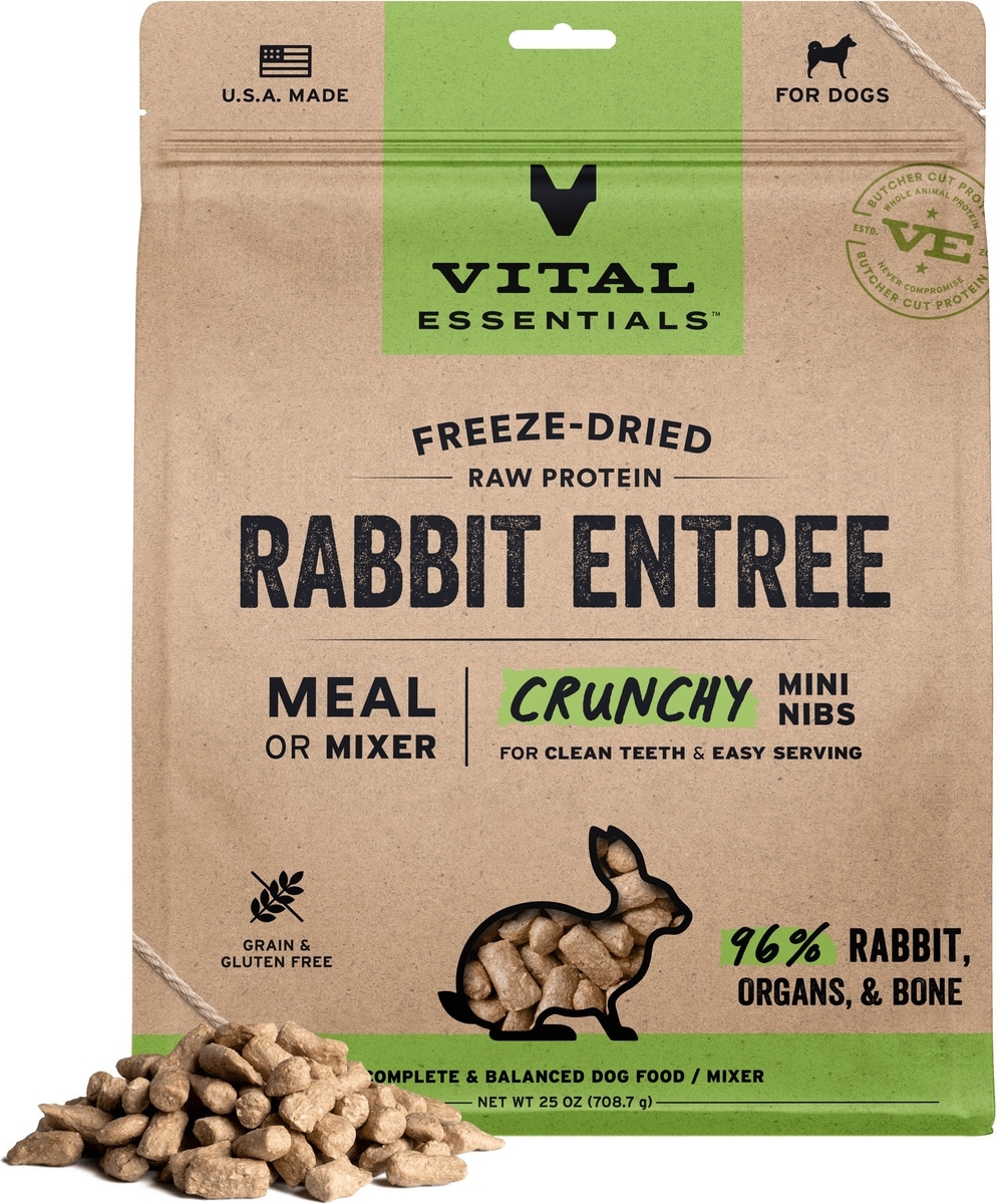 Vital Essentials Rabbit VITAL ESSENTIALS Crunchy Mini Nibs Raw Rabbit Entree Freeze-Dried Dog ...