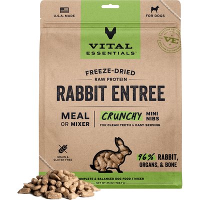 Vital Essentials Vital Essentials Crunchy Mini Nibs Raw Rabbit Entree Freeze-Dried Dog Food & Topper, 25-oz bag