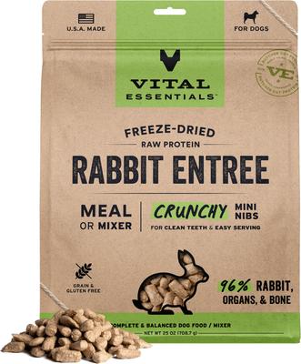 Vital Essentials Crunchy Mini Nibs Raw Rabbit Entree Freeze-Dried Dog Food & Topper, 25-oz bag