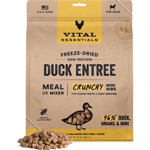 Vital Essentials Crunchy Mini Nibs Raw Duck Entree Freeze-Dried Dog Food & Topper, 25-oz bag
