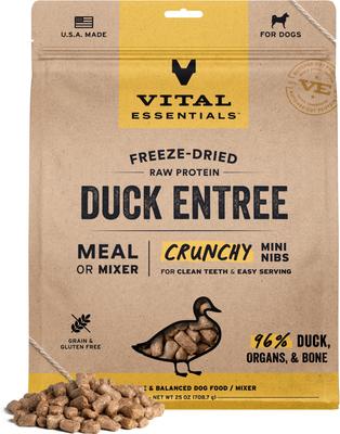 Vital Essentials Crunchy Mini Nibs Raw Duck Entree Freeze-Dried Dog Food & Topper, 25-oz bag