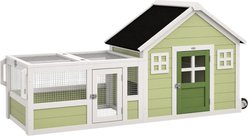 PawHut 64-in Outdoor Rabbit Hutch with Asphalt Roof, Handle & Wheels