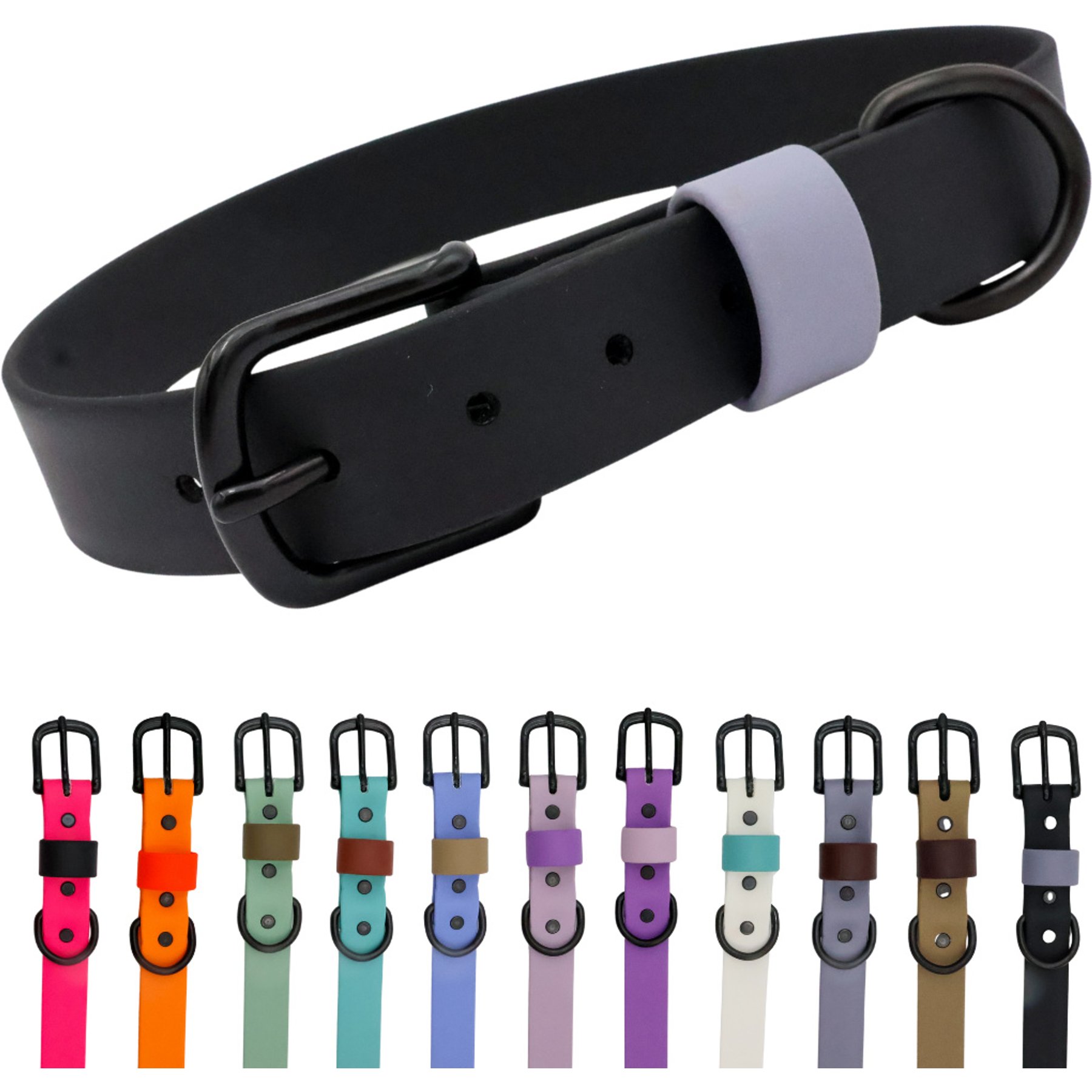 Tailr Waterproof & Odor-Resistant Adjustable Dog Collar, Black/Fog Loop, X-Large: 18 to 21-in neck, 1-in wide