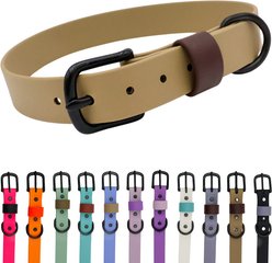 Tailr Waterproof & Odor-Resistant Adjustable Dog Collar, Army Sand/Dark Chocolate Loop, X-Large: 18 to 21-in neck, 1-in wide