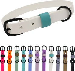 Tailr Waterproof & Odor-Resistant Adjustable Dog Collar, White/Dusty Turquoise Loop, Large: 15 to 18-in neck, 3/4-in wide
