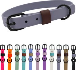 Tailr Waterproof & Odor-Resistant Adjustable Dog Collar, Fog/Dark Chocolate Loop, Large: 15 to 18-in neck, 3/4-in wide