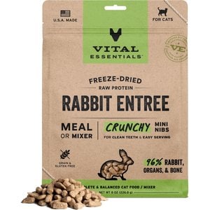 Vital Essentials Crunchy Mini Nibs Raw Rabbit Entree Freeze-Dried Cat Food, 8-oz bag