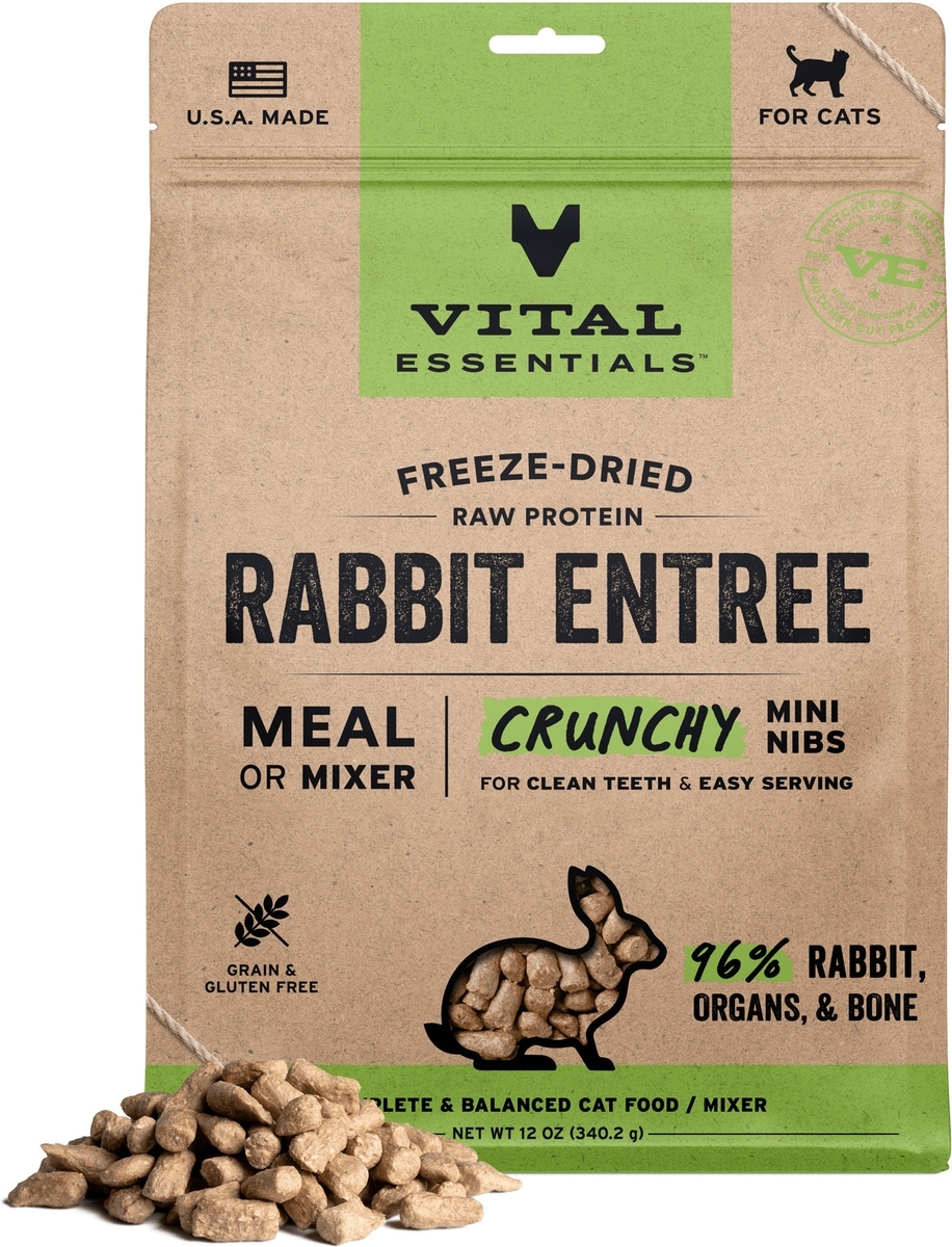 Vital Essentials Rabbit VITAL ESSENTIALS Crunchy Mini Nibs Raw Rabbit Entree Freeze-Dried Cat ...