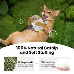 Potaroma Lifelike Chirp Flapping Bird Interactive Cat Motion Toy with Catnip, 5.1-in, Grey slide 2 of 9