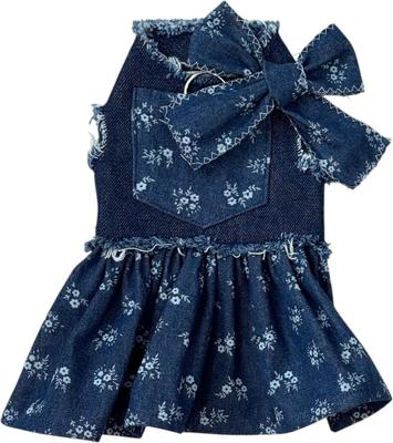 denim dog dress Amazon.com : ANIAC Denim Dog Dresses for Small Dogs Puppy Girl Clothes with  Leash Ring and Cute Bow Knot Summer Cat Apparel with D-Ring Blue Girl Dog  Clothes (Dark Blue,Small) : Pet