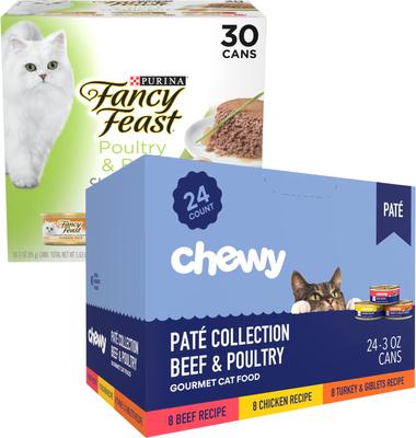 Fancy Feast Classic Poultry & Beef Pate Collection Feast Variety Pack Wet Cat Food & Chewy Made Pate Beef & Poultry Recipes Variety Pack Canned Cat Food FORMERLY TINY TIGER
