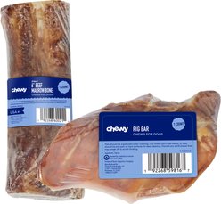 Chewy Made Roasted Marrow Bone 6" + Chewy Made Pig Ear Chews Dog Treats (FORMERLY BONES & CHEWS)
