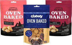 Variety Pack - Chewy Made with Peanut Butter Crunchy Biscuit Dog Treats + American Journey Crunchy Biscuit Dog Treats: Apple & Cinnamon + Sausage, Egg & Cheese Flavors