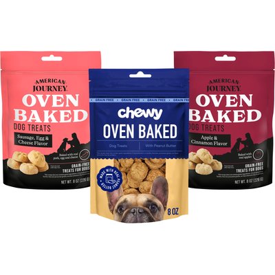 American Journey Variety Pack - Chewy Made with Peanut Butter Crunchy Biscuit Dog Treats + American Journey Crunchy Biscuit Dog Treats: Apple & Cinnamon + Sausage, Egg & Cheese Flavors