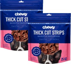 Chewy Made Thick Cut Strips with Real Bacon Dog Treats (FORMERLY TRUE ACRE FOODS), 50-oz bundle