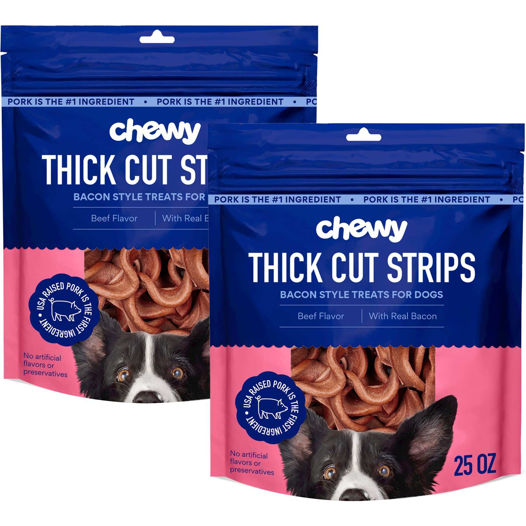 Chewy Made Thick Cut Strips with Real Bacon and Beef Flavor Dog Treats (FORMERLY TRUE ACRE FOODS), 50-oz bundle