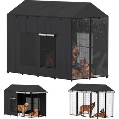 MALOROY MALOROY Waterproof Outdoor Dog Kennel Cover with UV Protection & Zippers, 8 x 4 x 6-ft