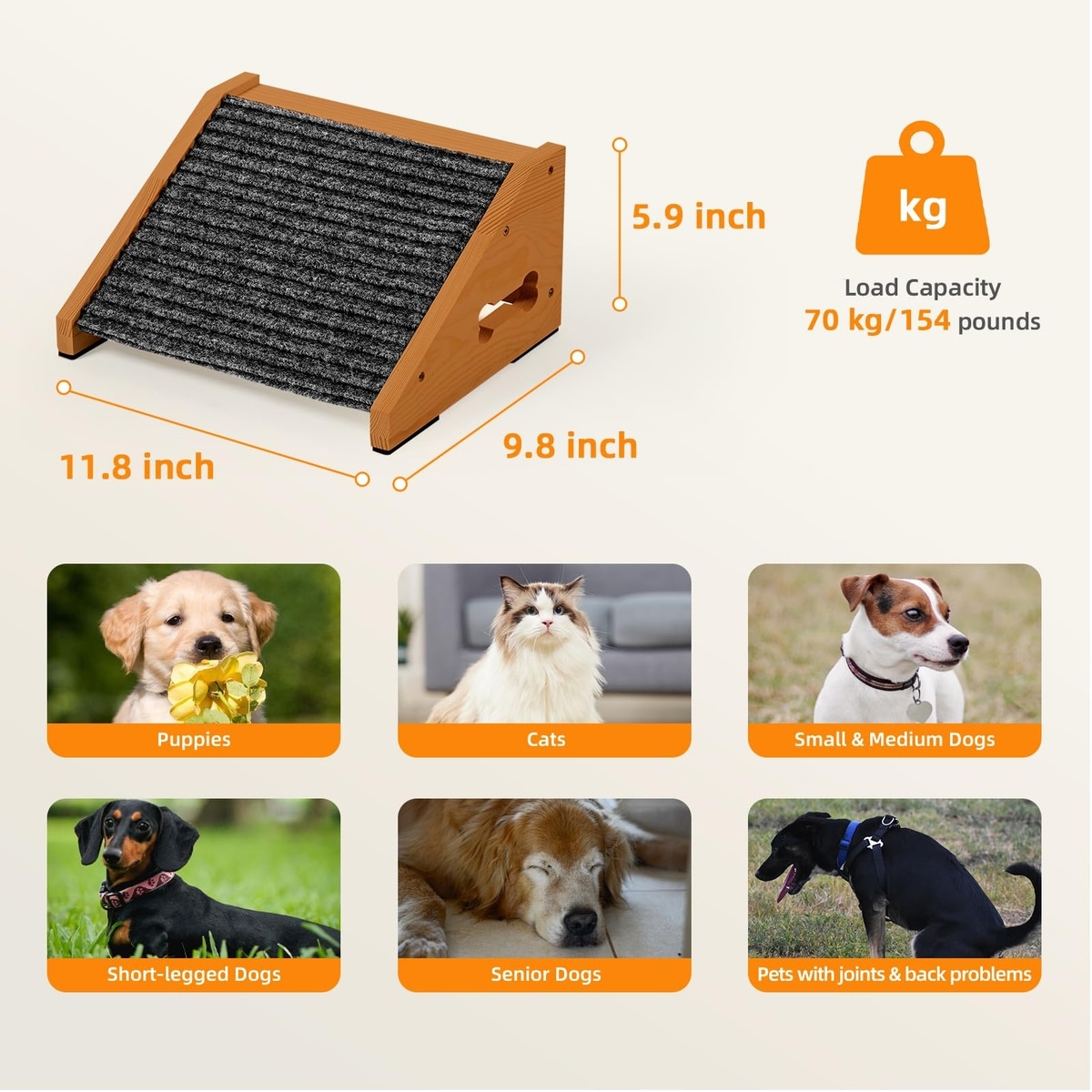 Moe Ramp Out of Stock - MALOROY Wooden Non-Slip Dog Ramps for Stairs, 11.8-in, 4 ...