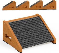 MALOROY Wooden Indoor Dog Stairs, Brown, 4-Step, 11.8 x 9.8 x 5.9-in