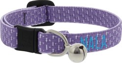 LupinePet Adjustable Eco Buckle Safety Polyester Personalized Breakaway Cat Collar with Bell, 8 to 12-in neck, 1/2-in wide, Lilac