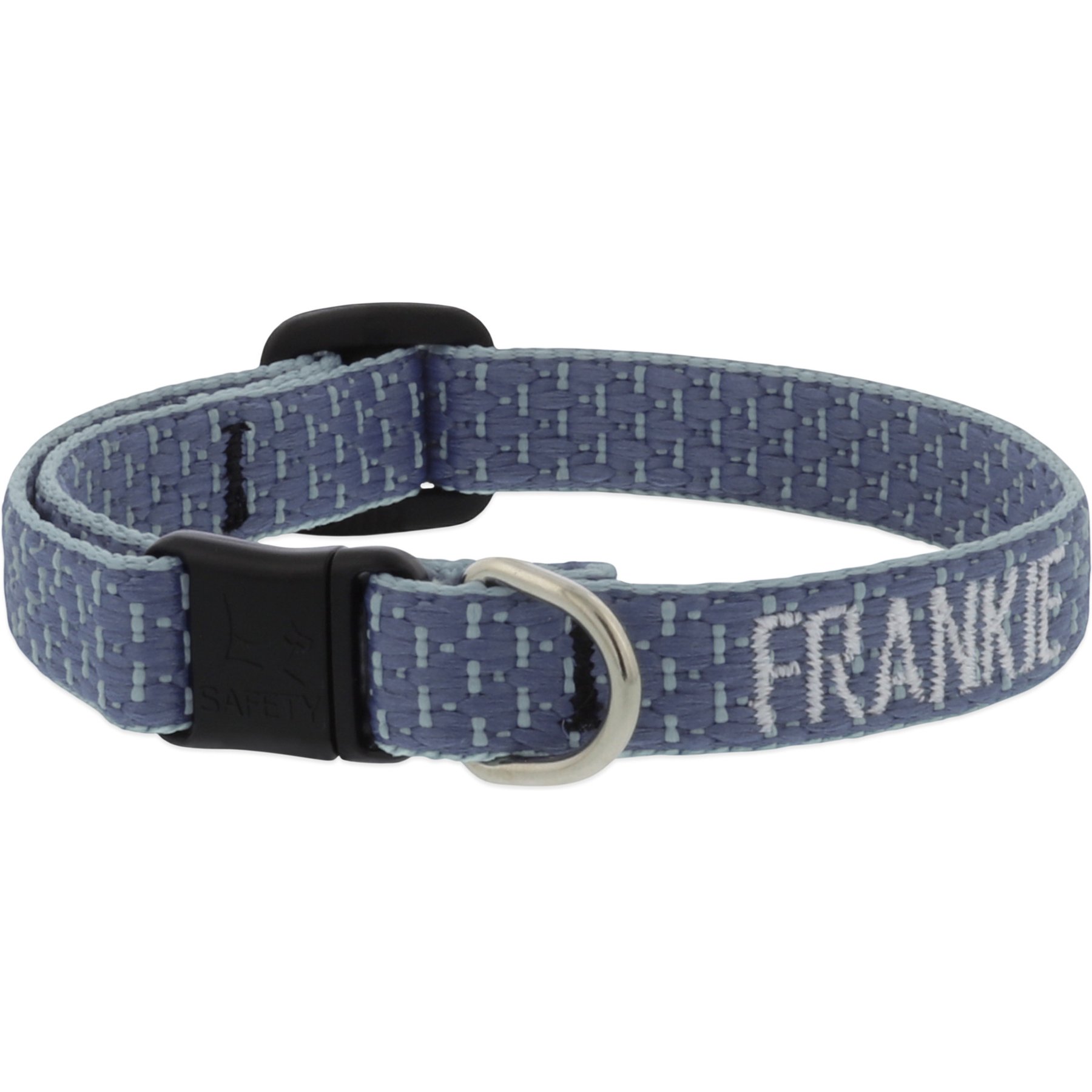 LupinePet Adjustable Eco Buckle Safety Polyester Personalized Breakaway Cat Collar, 8 to 12-in neck, 1/2-in wide, Mountain Lake
