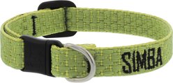 LupinePet Adjustable Eco Buckle Safety Polyester Personalized Breakaway Cat Collar, 8 to 12-in neck, 1/2-in wide, Moss