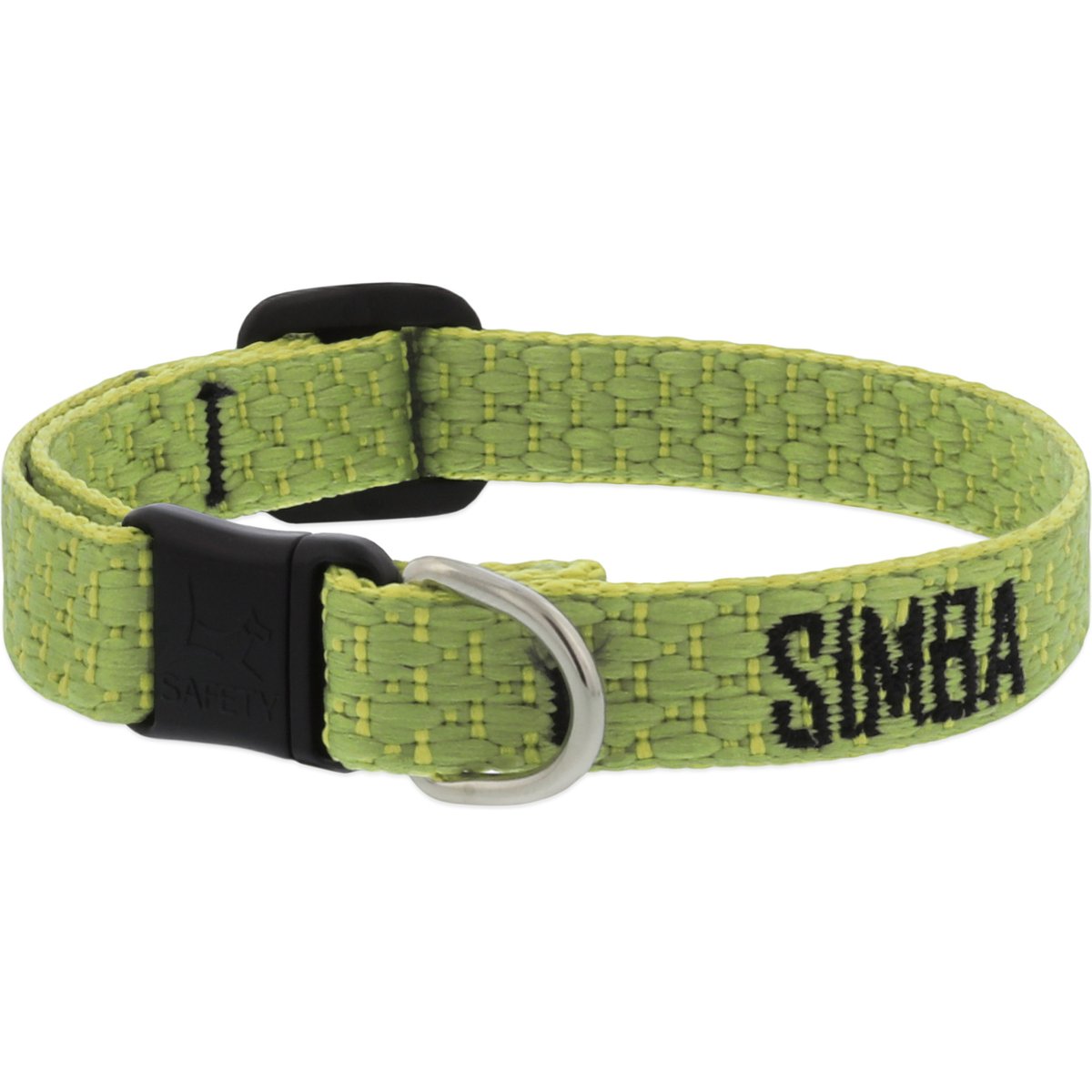 LupinePet Adjustable Eco Buckle Safety Polyester Personalized Breakaway Cat Collar, 8 to 12-in neck, 1/2-in wide, Moss