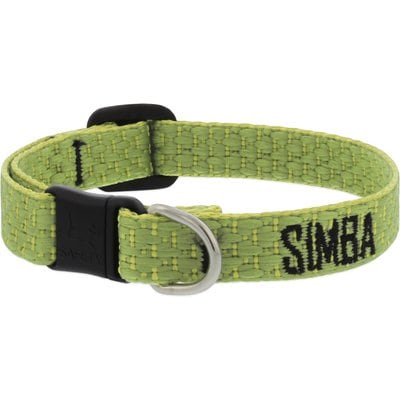 LupinePet LupinePet Adjustable Eco Buckle Safety Polyester Personalized Breakaway Cat Collar, 8 to 12-in neck, 1/2-in wide, Moss