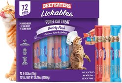 Beefeaters Variety Grain-Free Tuna Lickable Cat Treats, 0.53-oz tube, case of 4, 72 count
