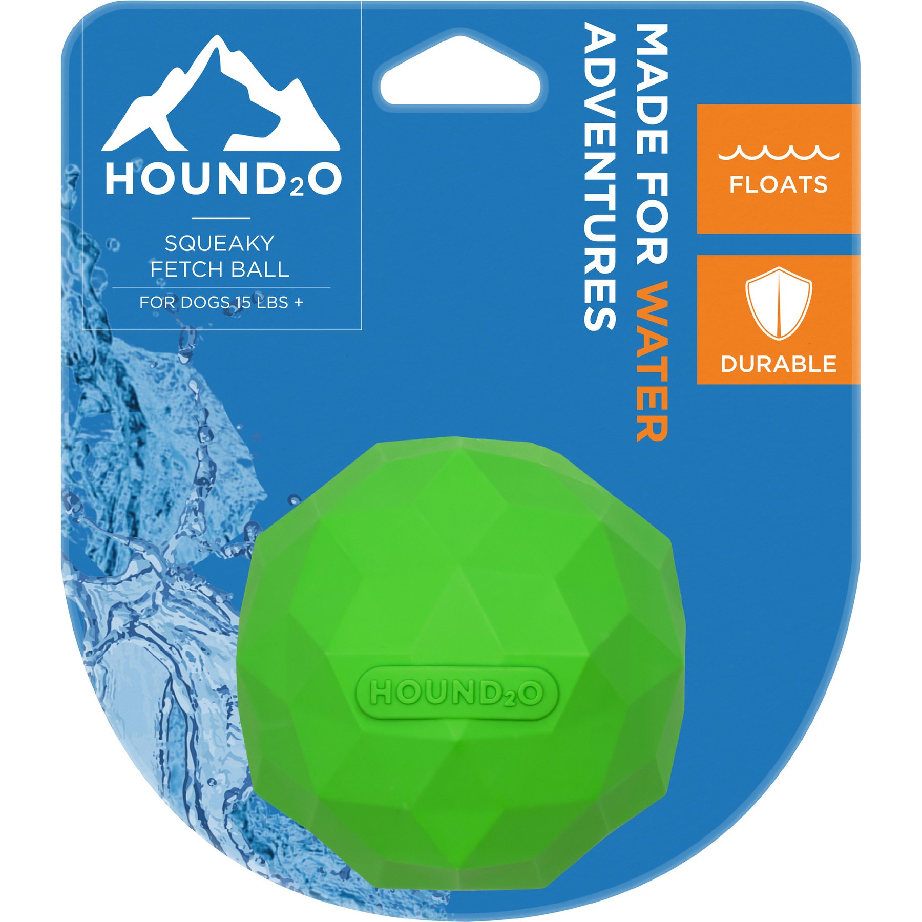 Hound2O Squeaky Fetch Ball Dog Toy, Green, 3 count
