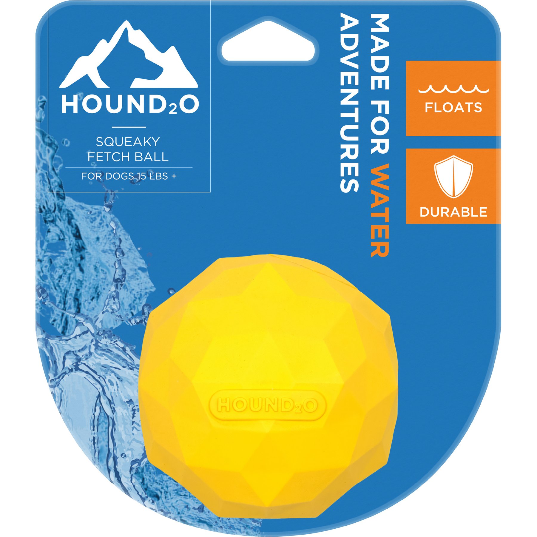 Hound2O Squeaky Fetch Ball Dog Toy, Yellow