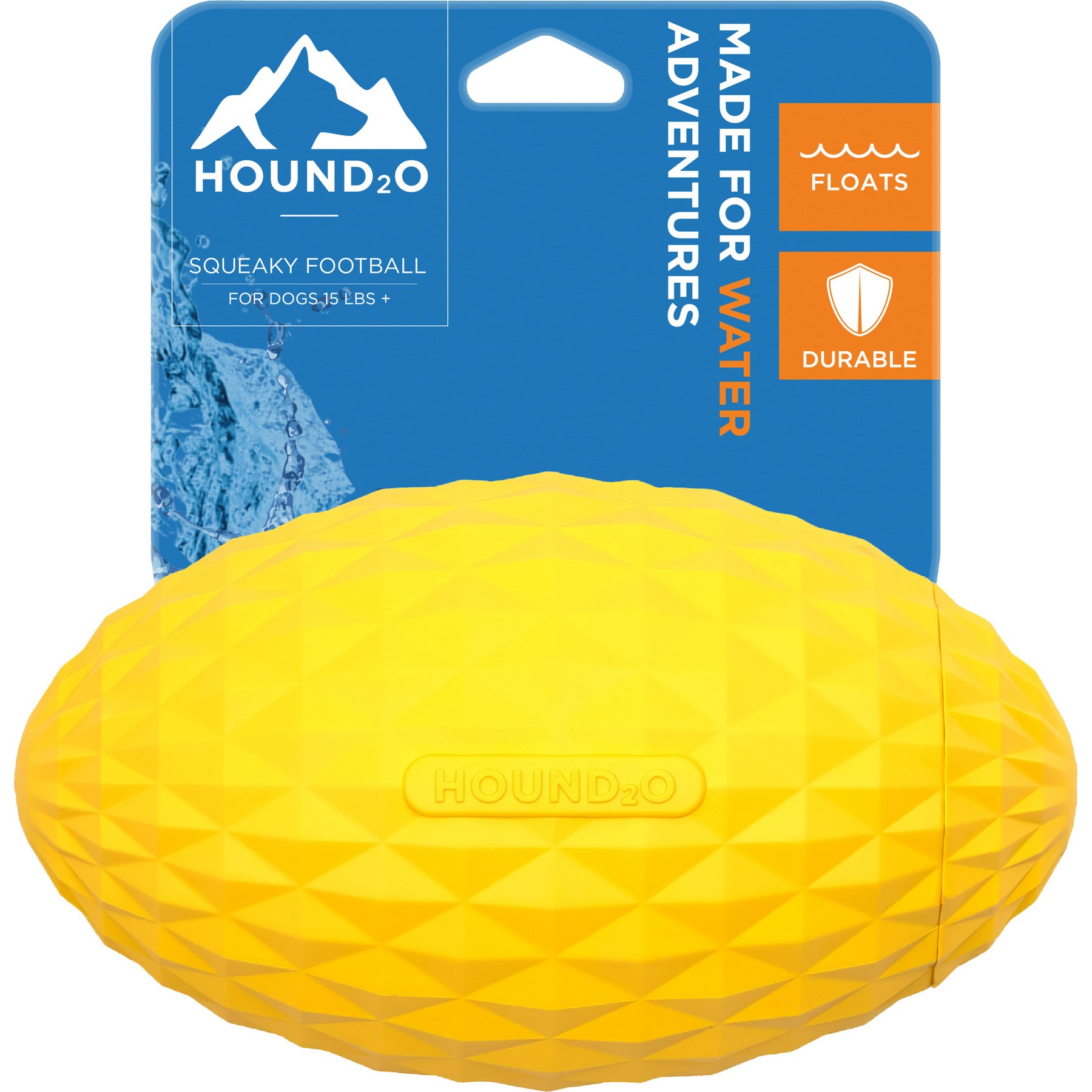 Hound2O Squeaky Football Dog Toy, Yellow